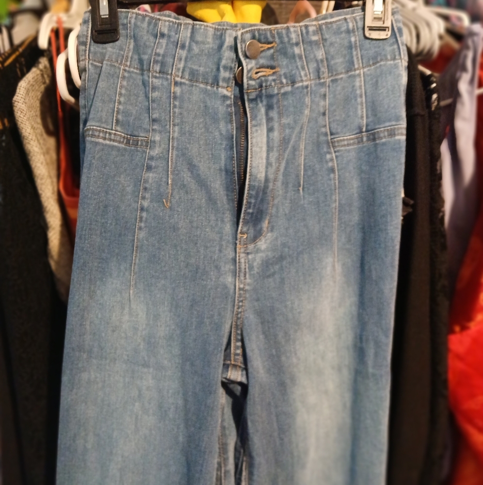 Easel Blue Flare & Wide Leg Jeans